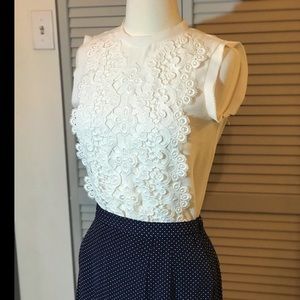 Nanette Lepore white Eyelet Lace Blouse